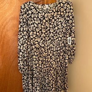 Old Navy Long-Sleeve Dress, Women’s Medium, Dark Green with Floral Print